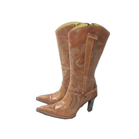 Vintage Destroy Leather Boots Size EU 40  Y2k Made In Spain Brown - Picture 5 of 10